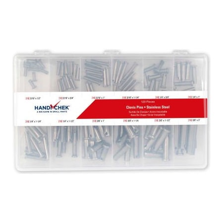 Flint Hills Trading Clevis Pin Assortment Stainless Steel Plain 120 Piece Handi-Chek Version DISP-CLPS120-1